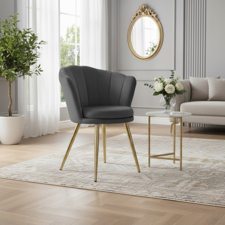Atene Poltroncina Velluto Velvet Grigio scuro
