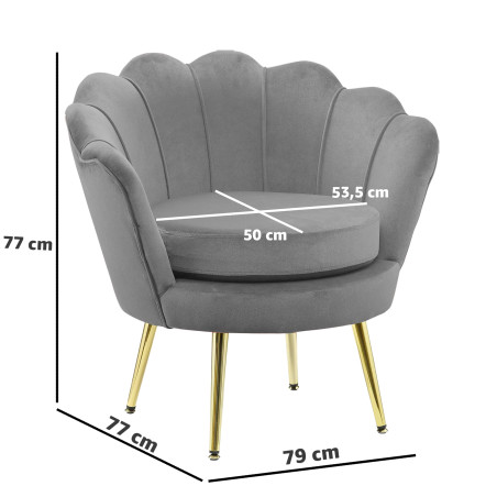 Atene Poltrona XL in Velluto Velvet Grigio chiaro