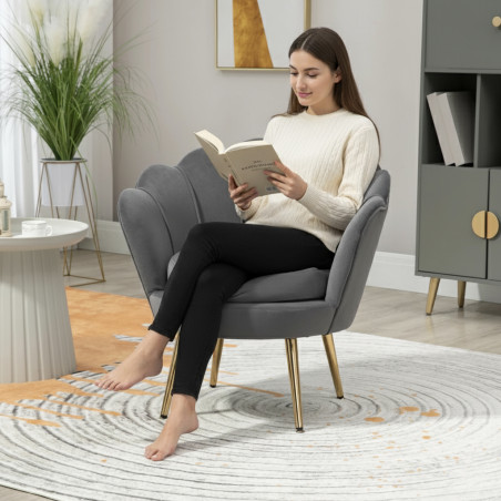 Atene Poltrona XL in Velluto Velvet Grigio chiaro