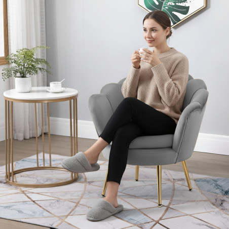 Atene Poltrona XL in Velluto Velvet Grigio chiaro