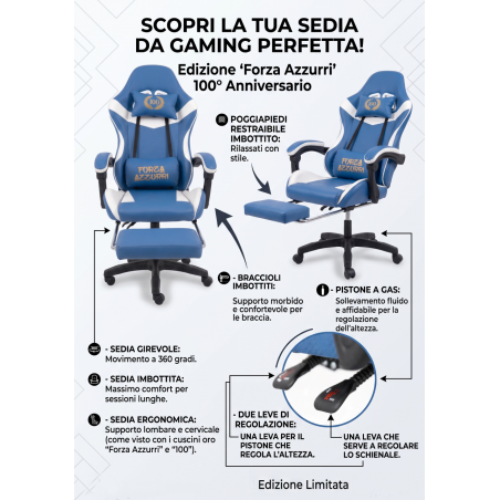 Sedia Gaming Centenario Forza Azzurri Napoli